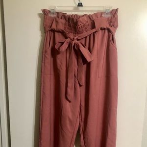 Freeprance light coral, pink high rise paper-bag pants from Amazon 2XL